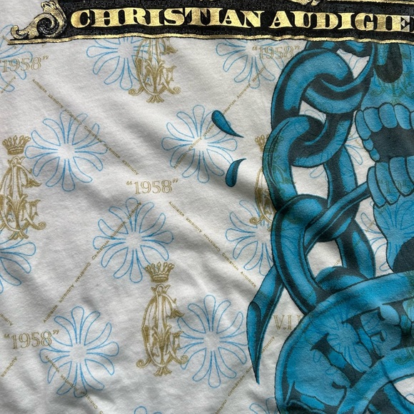 Christian Audiger allover screen printed T-shirt, Swarovski crystal embellished - Picture 4 of 10